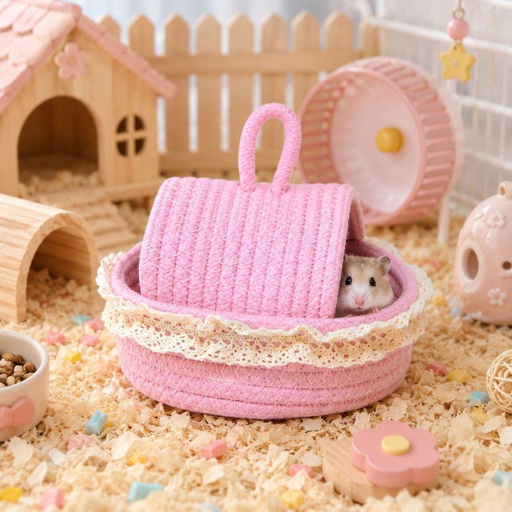 Scratch Resistant Weave Hamster Nest Wear Resistant Hamster Cage Guinea Pig Tunnel Rest Shelter