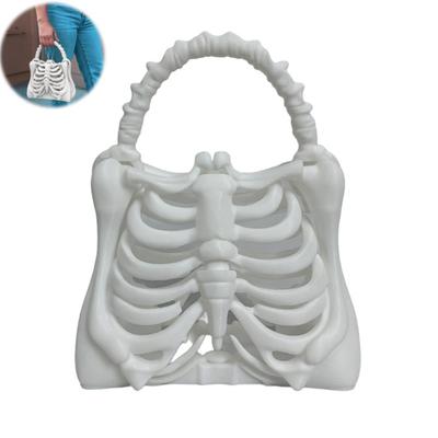 Bolso Gótico de Esqueleto Impreso en 3D Bolso de Mano de Huesos de Caja Torácica Anatómico Espeluznante Monedero de Esqueleto para Disfraz de Halloween Accesorio Estético Oscuro