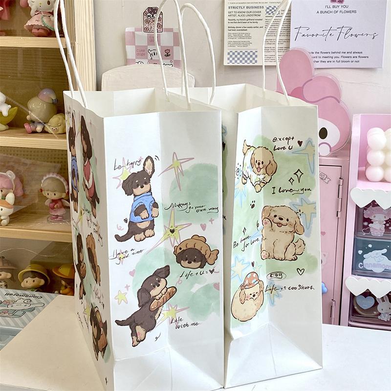 Cute Dog Paper Bag Handbag Shopping Bag Packaging Bag Gift Bag Storage Bag Gift Packaging