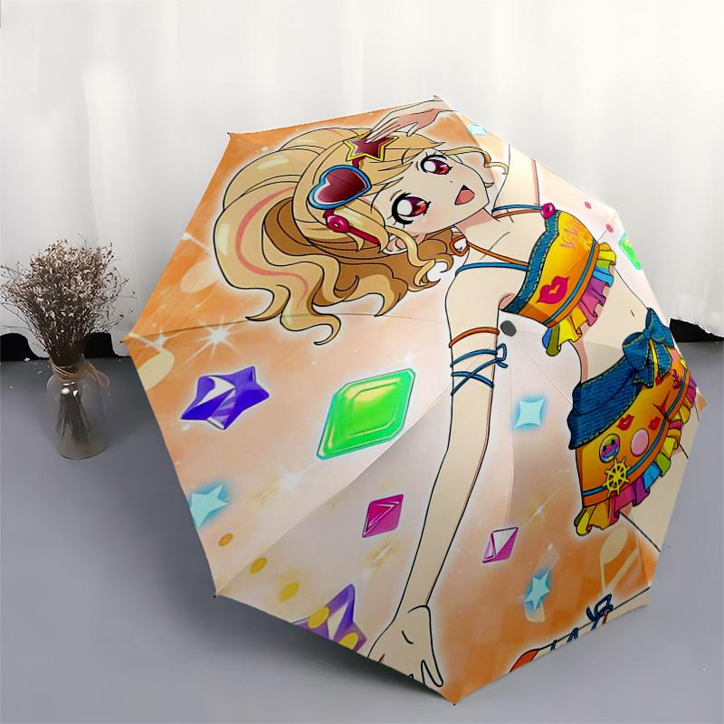 1pc Vivid Girl Outdoor Umbrella - Automatic Opening/Closing, Portable Tri-Fold Design with 8 Iron Ribs - Perfect Gift for Fans, Travelers, Daily Use,