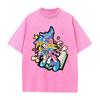 Cute Anime Dark Magician Girl T-shirt Y2k Washed Oversized T Shirt Men's Clothing Summer Short Sleeve Tops