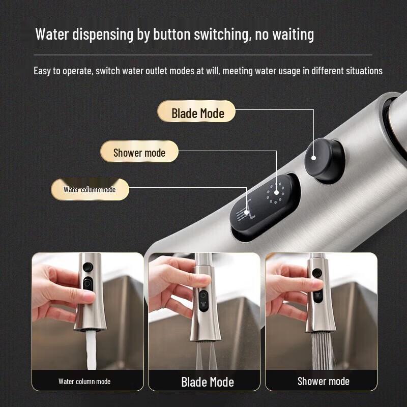 Submarine L3073 Stainless Steel Single-Handle Pull-Out Kitchen Faucet