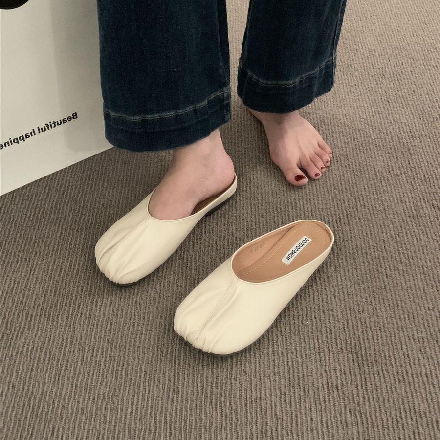 Comfortable and Casual Flat-bottomed Bag Head Half Slippers Women's Outer Wear Muller Shoes 2025 Spring and Summer New One-pedal Women's Cool Slippers