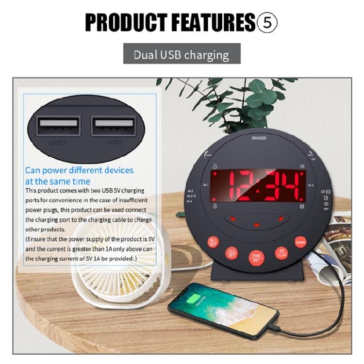 Extra Loud Alarm Clock with Bed Shaker for Heavy Sleepers Adults Kids Teenagers