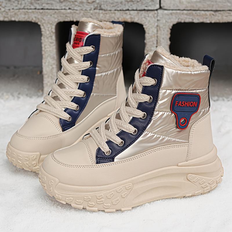 Women's High-Top & Ankle-Length Winter Snow Boots Warm Faux Cover Upper Plush Lining & Non-Slip PVC Sole Versatile for Outdoor Lace-Up Boots