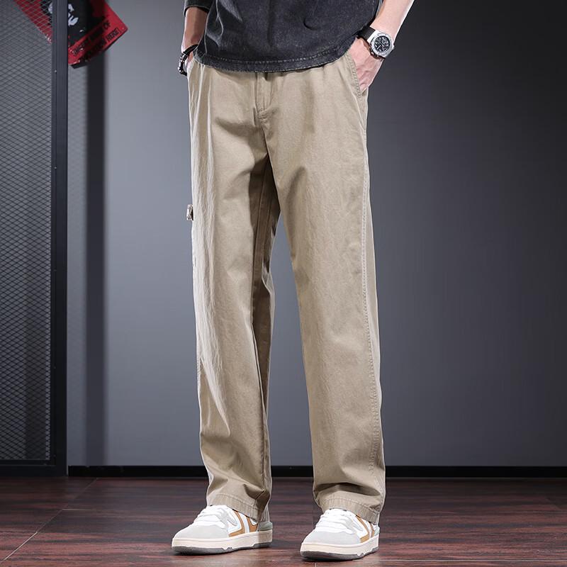 Jieleinuo Men's Pure Cotton Loose Straight-Leg Casual Trousers