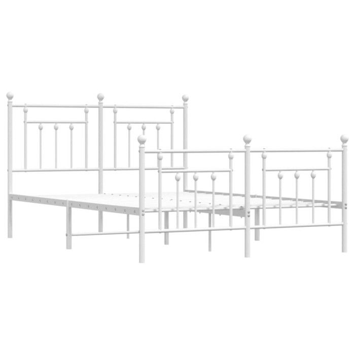 VidaXL Metal Bed Frame with Headboard-Footboard White 140x190cm 353604