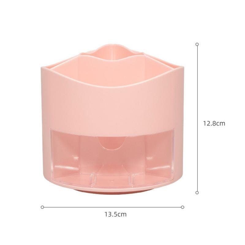 Kawaii Stationery Storage Box Cute Rotating Pen Holder Desktop Drawer Stationery Case School Office Pen Holder Desk Organizer