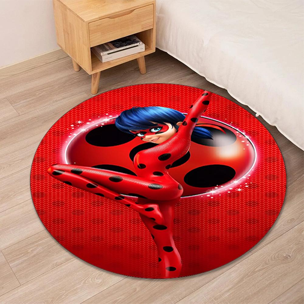 Ladybug Printed Round Rug Carpet Chair Rug Area Rug Entryway Doormats,for Office Chair Living Room Bedroom Kitchen Room.