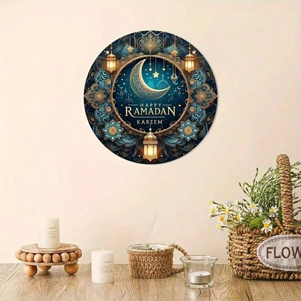 Ramadan Kareem Car Hanging Ornament Islamic Moon Decoration Tinplate Art Flexible Festive Gift