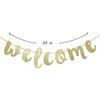 Welcome Gold Glitter Hanging Sign Banner- First Day of School, Classroom, Wedding, House, Home Decor (Gold)