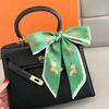 Women Narrow Thin Scarf Horse Print Long Ribbon Scarf Handle Bag Multi-Function Decorative Neckerchief Hair Tie Band