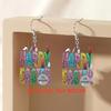 1 Pair Hook Earrings 2D Flat Acrylic Colorful English Letter Charm Drop Earrings Lightweight Jewelry Accessories