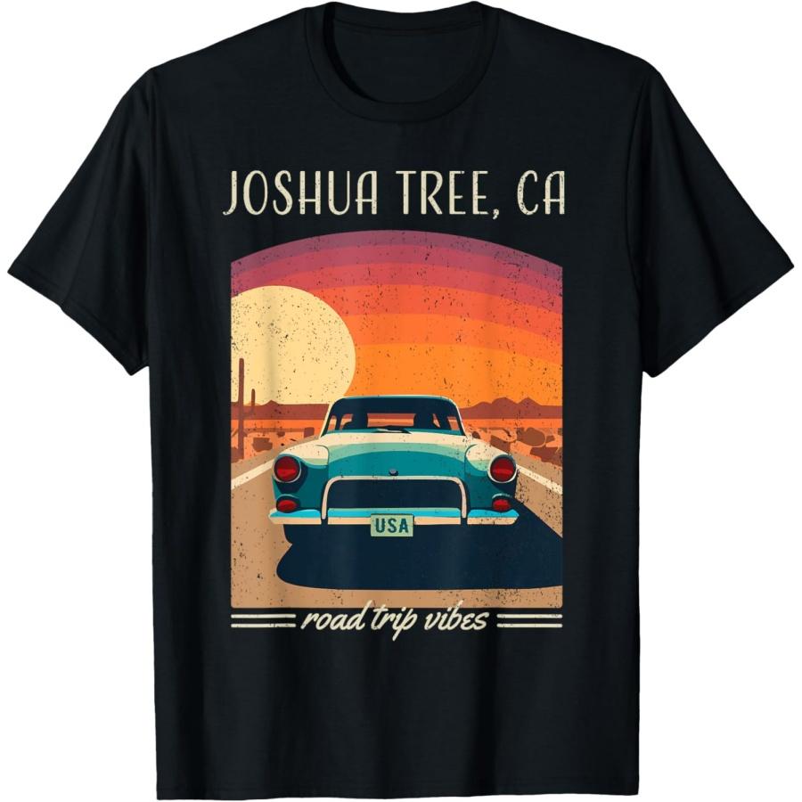 Joshua Tree, California Retro Highway Vintage Car Design T-Shirt S