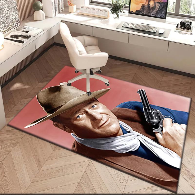 1pc John Wayne with a gun Carpet Rug for Living Room Bedroom Home Sofa Decoration,Kids play Non-slip Floor Mat