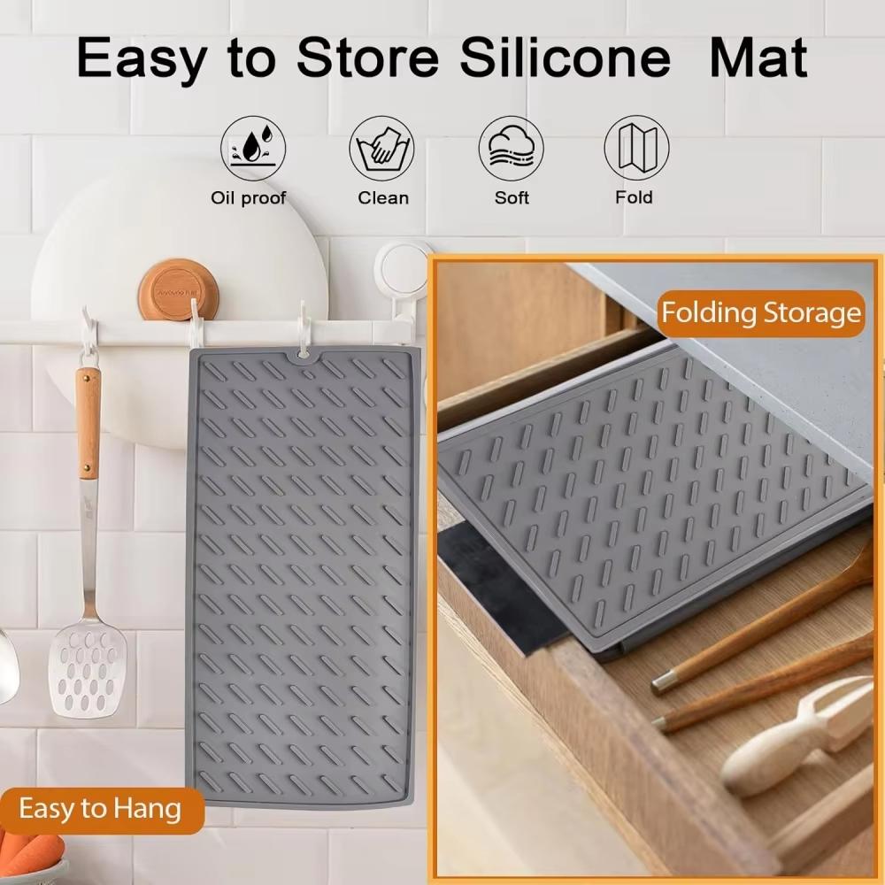 Foldable Silicone Drain Pad Drying Mat Pots Dish Drain Mat For Kitchen Tableware Waterproof Heat Resistant Non-slip Mats Pad
