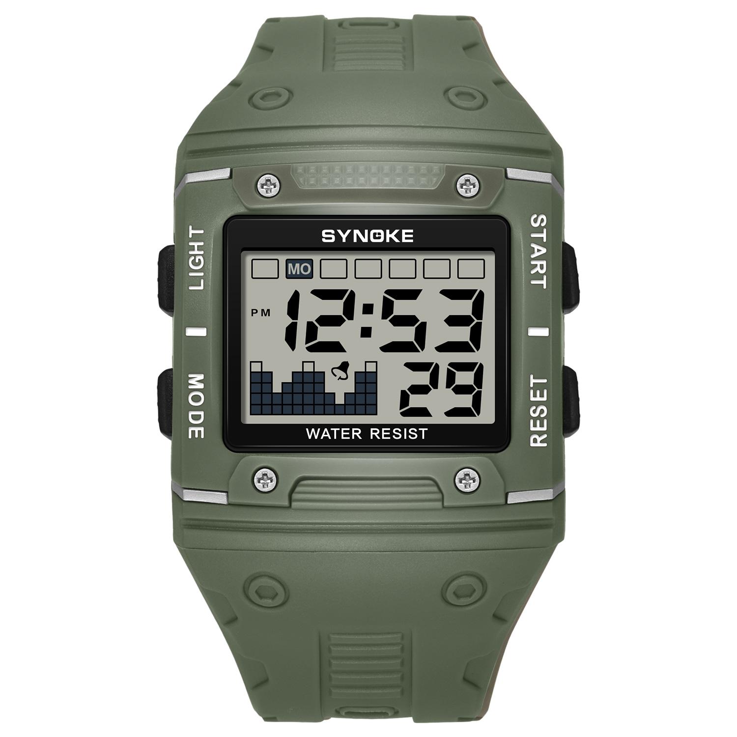 Digital Watch 50M Waterproof with Stopwatch Alarm Digital Wrist Watches for Men зелёный
