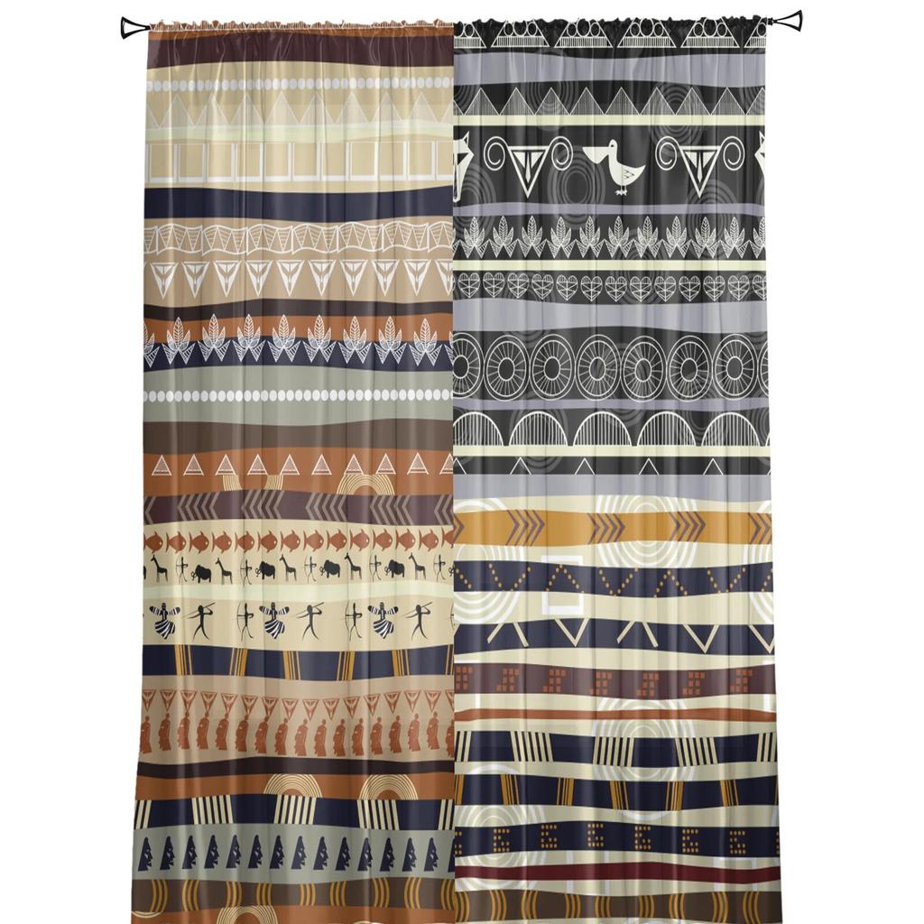 Africa Indian Elephant Window Curtains Living Room Tulle Curtains Kitchen Decor Kids Room Curtain Window Treatment