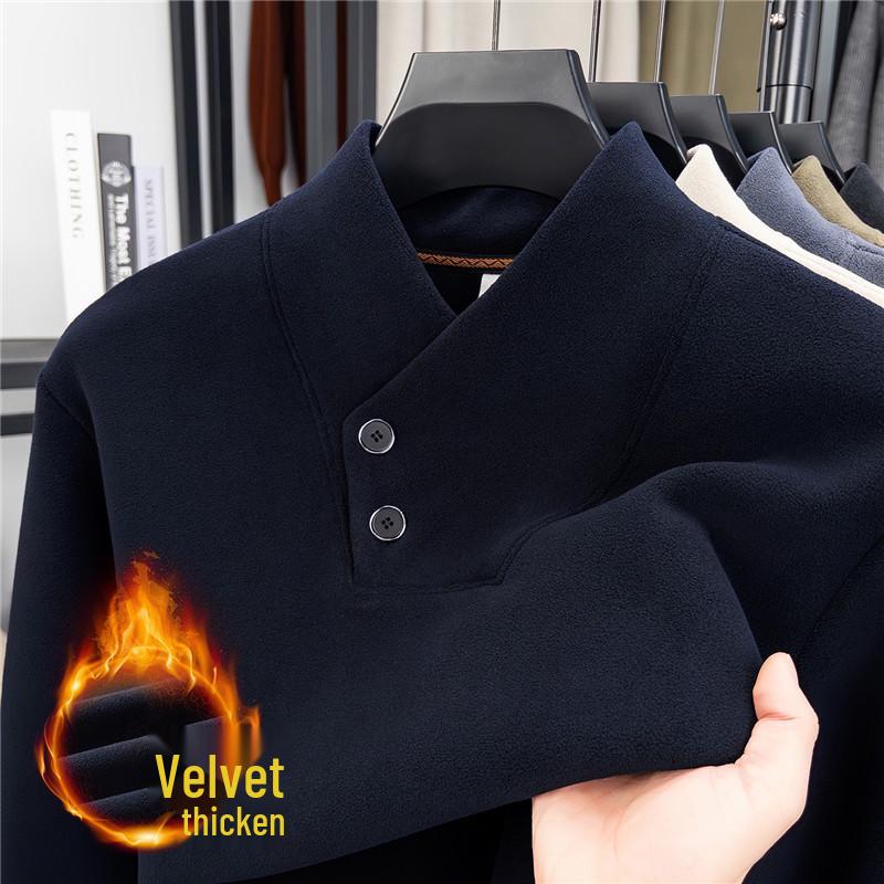 Oli Men's Velvet Scarf Collar Sweatshirt - Stylish, Warm, Thick Base Layer for Autumn/Winter