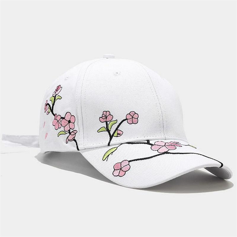 Baseballmütze mit Pfirsichblütenstickerei für den Sommer im koreanischen Stil für Damen, Freizeitmütze mit Entenzunge, Sonnenschutzkappe, Sonnenschirmhut