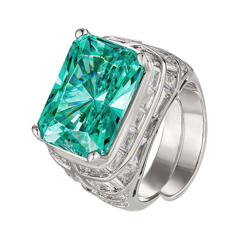 Jewelry Copper Bottom Gold-Plated Retro Simulation Para Green Square Ring For Women 12 * 16