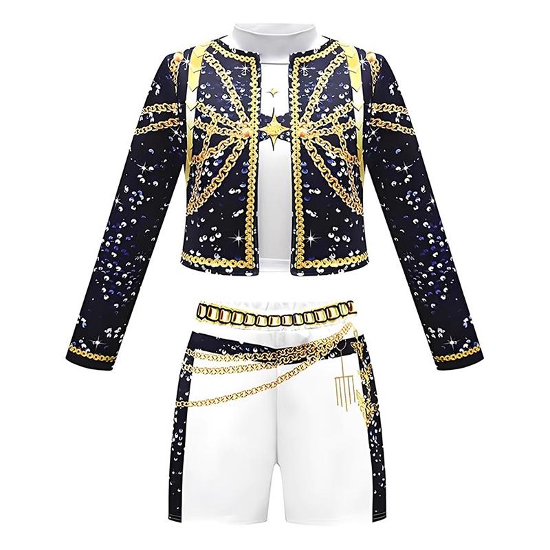 Kpop Jäger Bühne Cosplay Kostüm für Kinder Mädchen Anime Jäger Cosplay Outfit Perücke Anzug Halloween Party Rollenspiel Kostüm