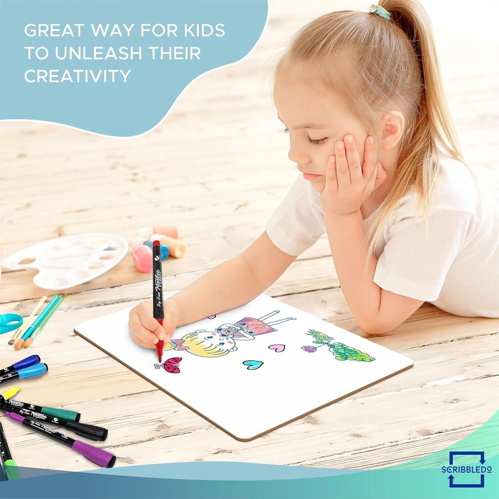 Scribbledo Small White Board Dry Erase Mini Whiteboard 9x12 Inch Small Dry Erase Board Marker Board Dry Erase Lapboards Handheld Personal White