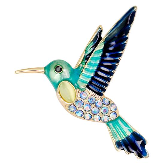 

Брошь в виде птицы, реалистичная летящая птица, красочный декор со стразами, гладкое украшение для одежды, ювелирные изделия, антикоррозийная, цветная, женская брошь с воротником рубашки синий