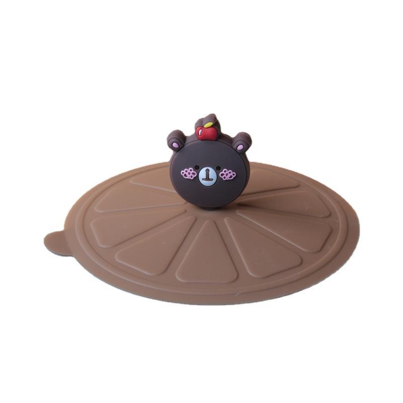 Mug Lid 108mm X 115mm Silicone Lid, Food-grade Silicone, Dust-proof and Evenly Divided Lid, Cartoon-shaped Head, Cute Design