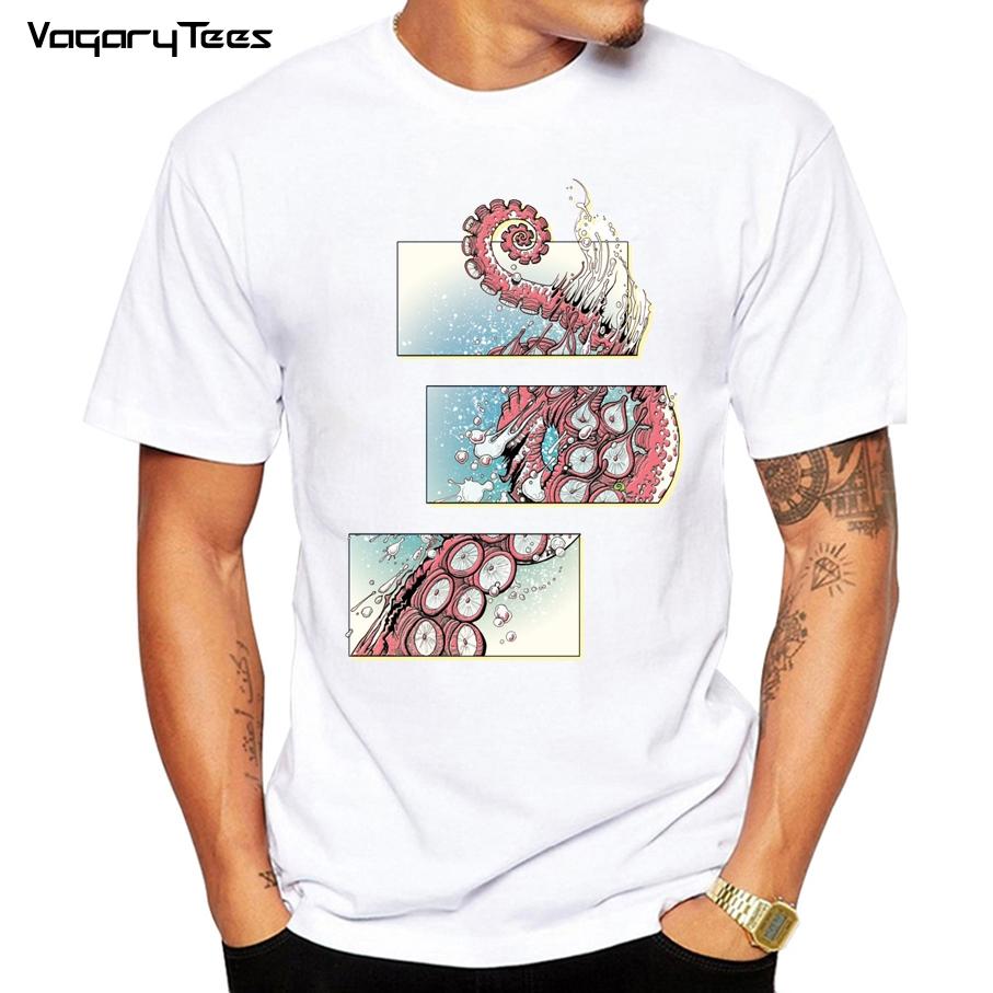 Summer Round Neck 3D Octopus Print Top Fashionable Casual Short Sleeved Men's T-shirts