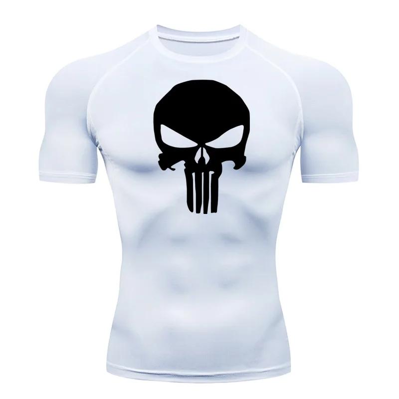 Sportswear Men's Tops T-Shirts Summer Short Sleeve Compression Shirt Fitness Top Running Skull Breathable Jogging Bodybuilding Tight