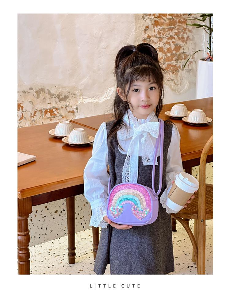 Tęczowa Torebka Listonoszka z cekinami dla Dzieci - Modna, Wszechstronna, Duża Pojemność PU Torba na Ramię