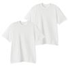 Set of 2 Short Sleeve SHIRO T-Shirts, 100% Cotton, Round Body, Tagless, Hanes White Crew Neck T-Shirts, Men's Underwear, HM1-Z701-010-M