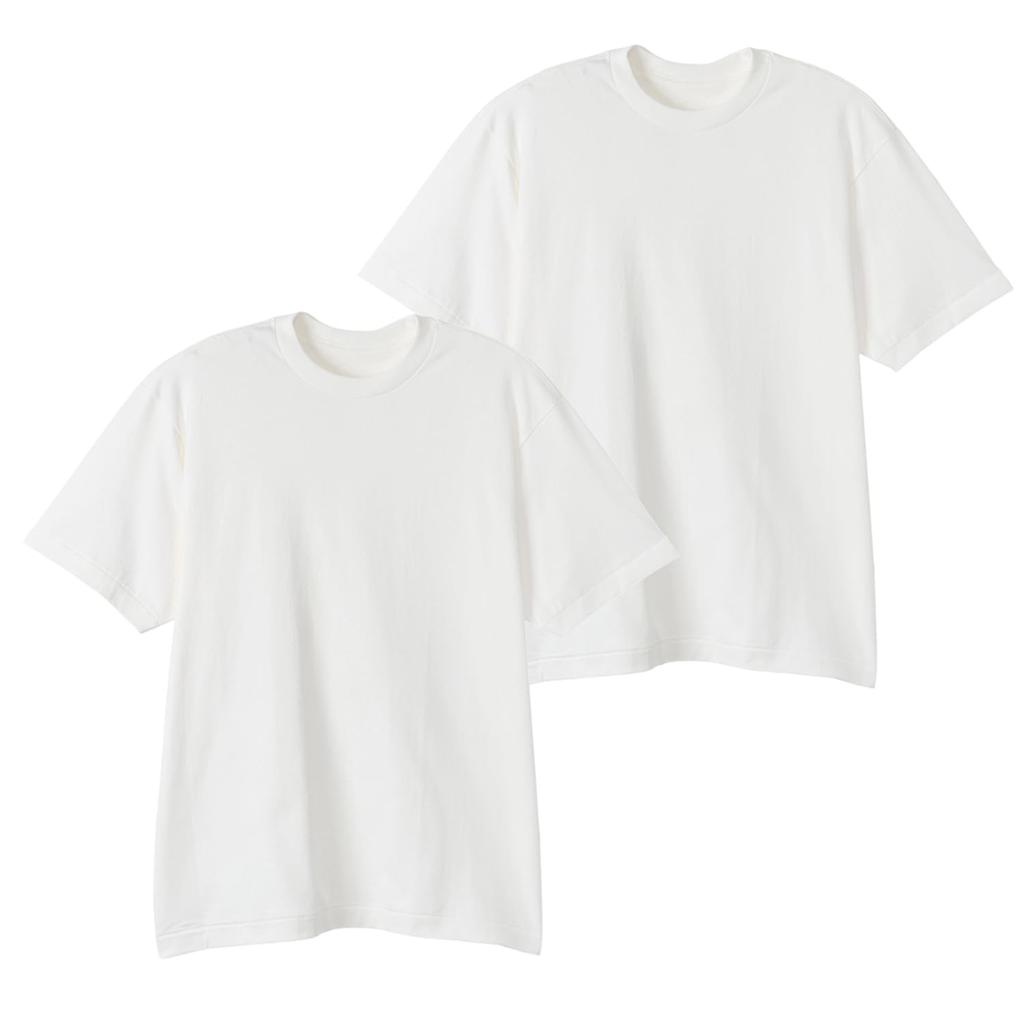Hanes T-shirt 2-piece Set Short Sleeve SHIRO 100 Cotton Tubular Design Tagless Heins White Crew Neck Underwear Mens HM1-Z701