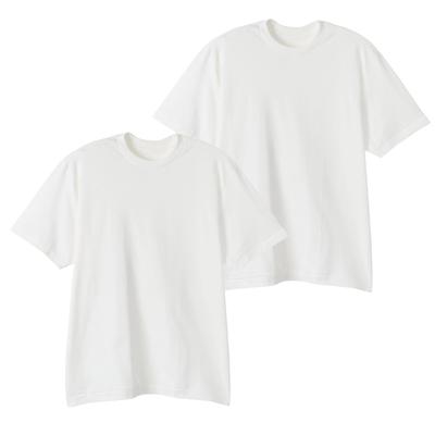 Set of 2 Short Sleeve SHIRO T-Shirts, 100% Cotton, Round Body, Tagless, Hanes White Crew Neck T-Shirts, Men's Underwear, HM1-Z701-010-M