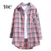 Ladies Blouse Turn Down Collar Long Sleeve Single-breasted Patch Pocket Loose Shirt Top Classic Plaid Print Casual Female Clothing