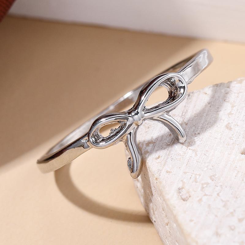 Luxury Fashionable Minimalist Bow Finger Color Ring For Women Trendy Design Party Fashion Girlfriend Gifts