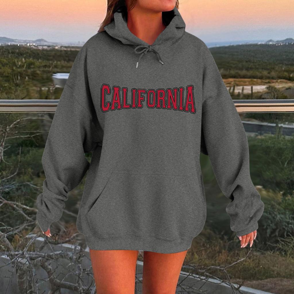 Women's Casual Hooded Long-sleeved Printed Letter Baseball Jacket Plus Velvet And Thick Warm Sweatshirt