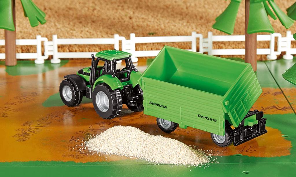 SIKU DEUTZ-FAHR Tractor with 4-wheel trailer for ages 3 and up SK1606