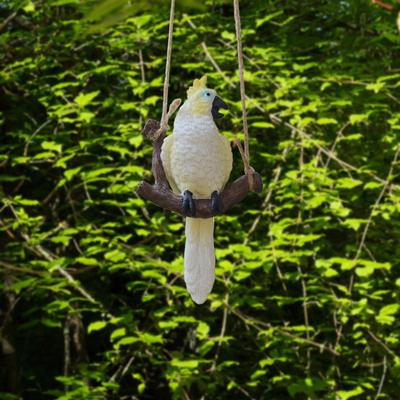 Garden Bird Statue Parrot Figurine Hanging Decoration Miniature Ornament Animal Sculpture