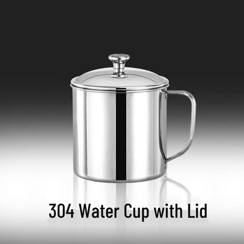 Thickened 304 Stainless Steel Mug with Lid and Handle