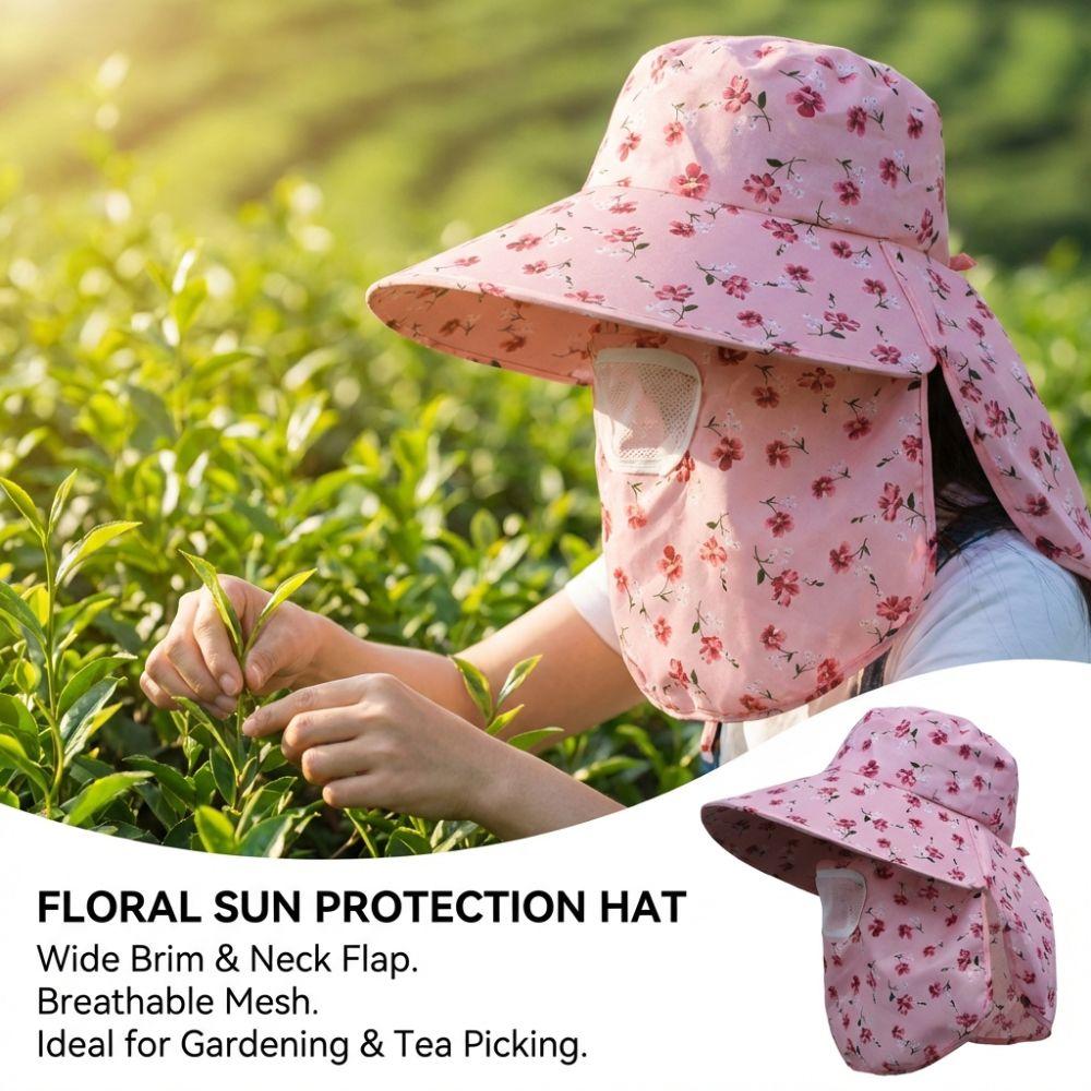 Wide Brim Face Hood Hat Mesh Breathable Sunscreen Hat Fashion Agricultural Work Cap  Summer