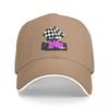 Pink Race Car with Checkered Flag Baseball Cap fashionable Bobble Hat Girl Mens
