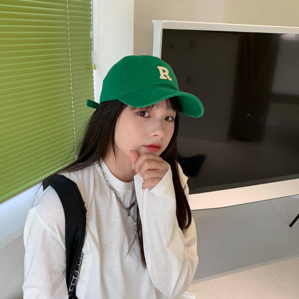 New Embroidery Letter R Baseball Cap Summer Solid Women Ponytail Hats Men Baseball Cap Cotton Outdoor Simple Visor Casual Cap
