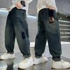 Jongens Lente en Herfst Los Design Jeans Midden en Grote Kinderen Letters Comfortabele Broek