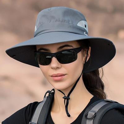 100% Polyester 9002 Summer Outdoor Sun Hat, Breathable Sun Hat, Folding Sun Hat, Female Ponytail Hole Fisherman Hat