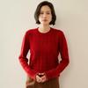 Women's Textured Cashmere Crew Neck Long-Sleeve Pullover Top for Autumn/Winter