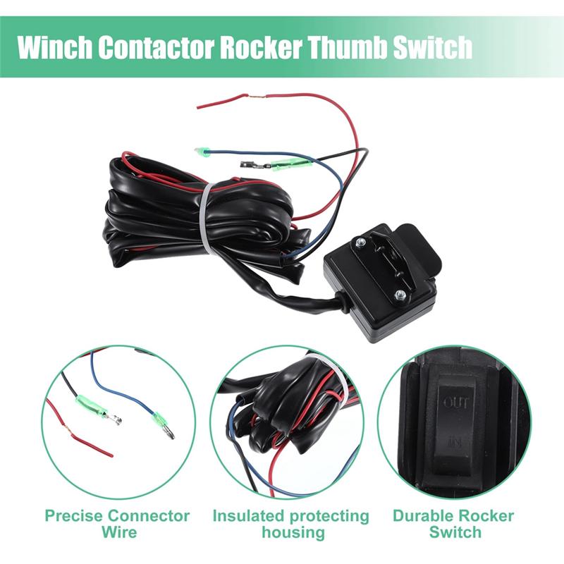 A16P-Winch Solenoid Relay Contactor Rocker Kit Winch Solenoid Relay Contactor & Winch Rocker Thumb Switch Combo ATV Accessories