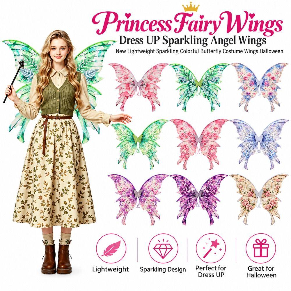 Ailes de Fée Princesse Scintillantes Robe Légère Ailes de Déguisement Cadeaux Aile de Cosplay Elfe Déguisement