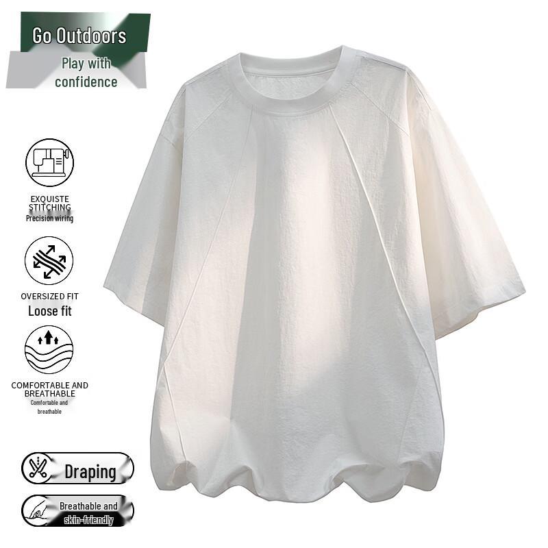 VUUG Men s Solid Color Structural Split Breathable Short Sleeve T-Shirt 2XL